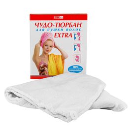 Чудо-тюрбан білий, рушник з мікрофібри для сушки волос (035451)
