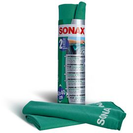 Набір серветок для скла, дзеркал, пластика з мікрофібри 40х40 см 2 шт SONAX Microfibre Cloth Plus (416541), зображення 2