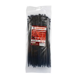 Хомут пластиковий 4,8х250 мм 100 шт чорний SAPFIRE (400908)