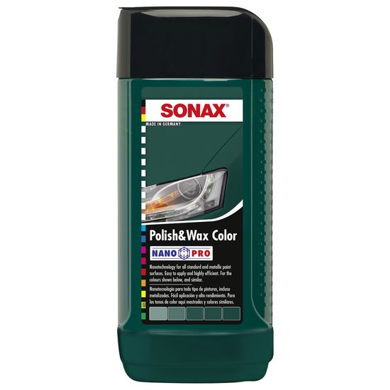 Цветной полироль с воском зелёный 250 мл SONAX Polish&Wax Color (296741), Объем (В): 250 мл