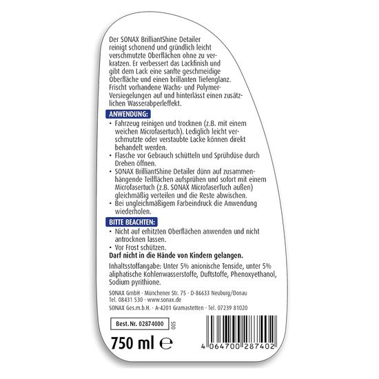 Швидкий поліроль з блиском 750 мл SONAX XTREME Brilliant Shine Detailer (287400), зображення 4