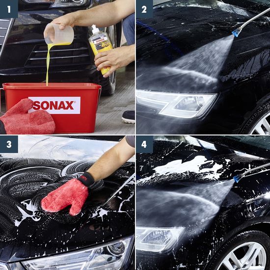 Шампунь для мийки автомобіля з воском 500 мл SONAX Wasch + Wax (313200), зображення 6