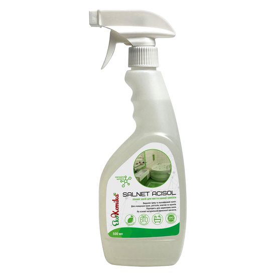 Засіб для видалення вапнякового нальоту, іржі та мильних відкладень з сантехніки 500 мл Ekokemika Clean Line SALNET ACISOL (545401), Об’єм: 500 мл