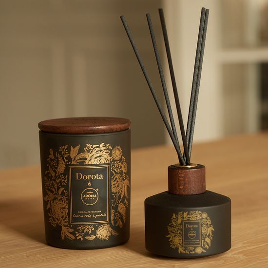 Набір з ароматичної свічки та аромапалочок Aroma Home XMASS BOX "Чорна троянда з пачулі" 150г + 100мл (100155), зображення 2
