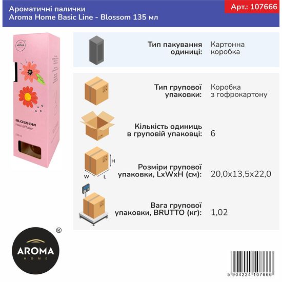 Ароматичні палички Aroma Home Basic Line - Blossom 135 мл (107666), Аромат: Blossom, зображення 4