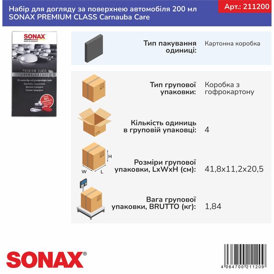 Набір для догляду за поверхнею автомобіля 200 мл SONAX PREMIUM CLASS Carnauba Care (211200), зображення 9
