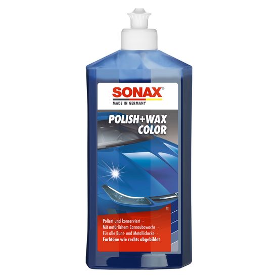 Цветной полироль с воском синий 500 мл SONAX Polish&Wax Color (296200), Объем (В): 500 мл, изображение 2