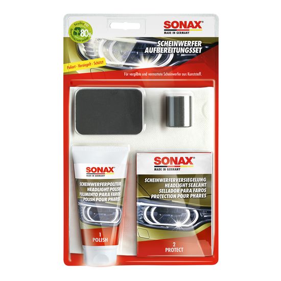Набір для полірування пластикових фар 75 мл SONAX Headlight Restoration Kit (405941)
