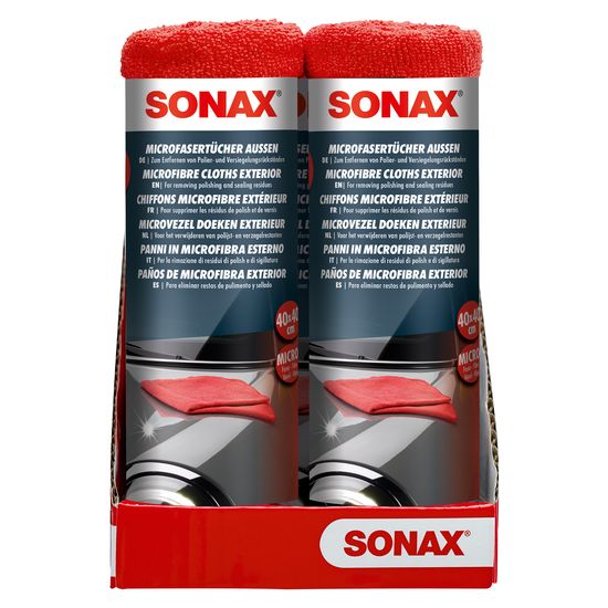 Набір серветок з мікрофібри для кузова червона 2 шт 40х40 см SONAX Microfibre Cloths Outside (416241), зображення 2