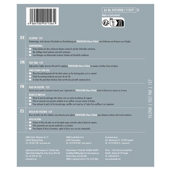Полірувальний круг повстяний білий набір 2 шт 127 мм SONAX Filzpad (493300), зображення 3