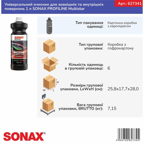 Універсальний очисник для зовнішніх та внутрішніх поверхонь 1 л SONAX PROFILINE Multistar (627341), зображення 14