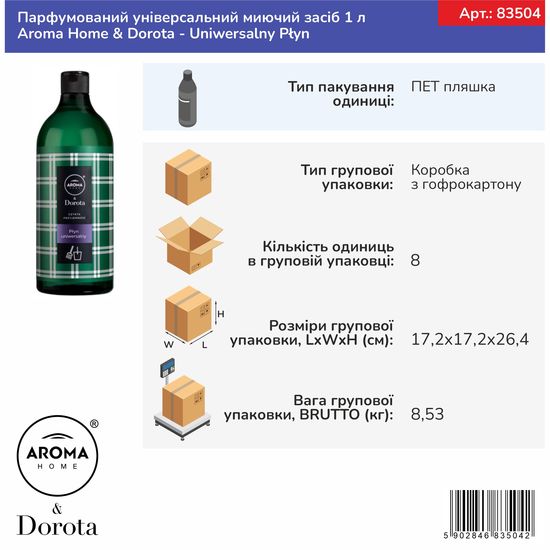 Парфумований універсальний миючий засіб концентрат 1 л Aroma Home & Dorota - Uniwersalny Płyn (83504), зображення 2