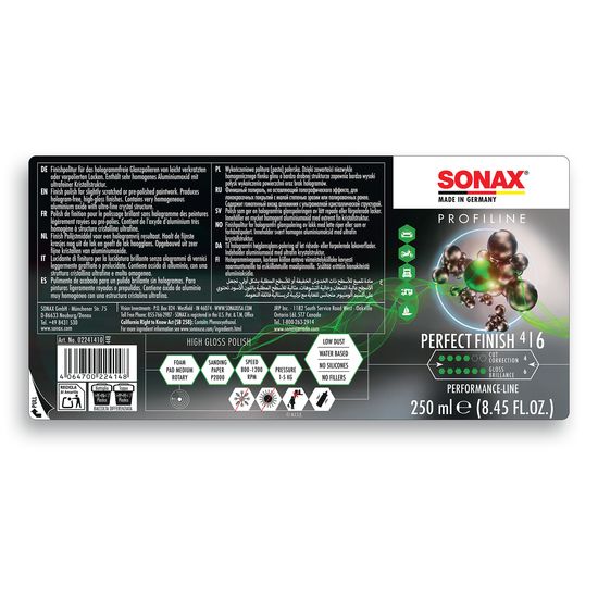 Полірувальна паста для кузова автомобіля 250 мл SONAX PROFILINE Perfect Finish 4-6 (224141), зображення 3