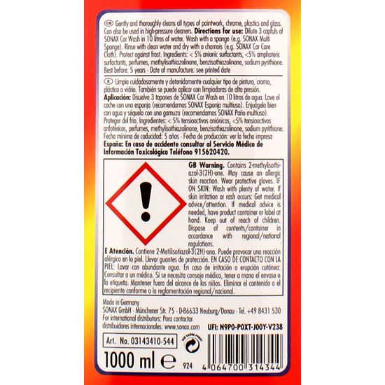 Шампунь для мийки автомобіля 1 л SONAX Car Wash Shampoo (314341), зображення 4