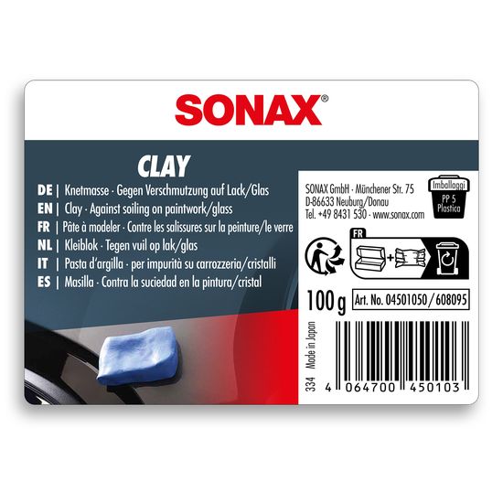 Синя глина для очищення лакофарбових поверхонь і скла 100 г SONAX Clay (450105), зображення 2