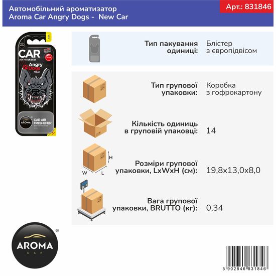 Автомобільний ароматизатор Aroma Car Angry Dogs - New Car (831846), Аромат: New Car, зображення 3