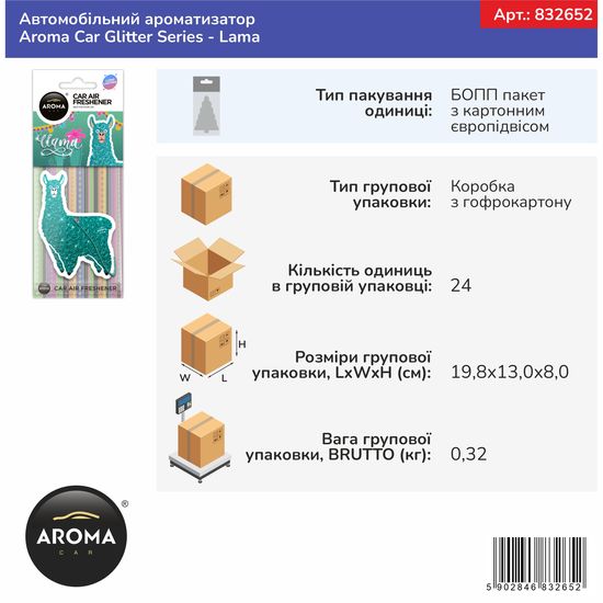 Автомобільний ароматизатор Aroma Car Glitter Series - Lama (832652), Аромат: Lama, зображення 3