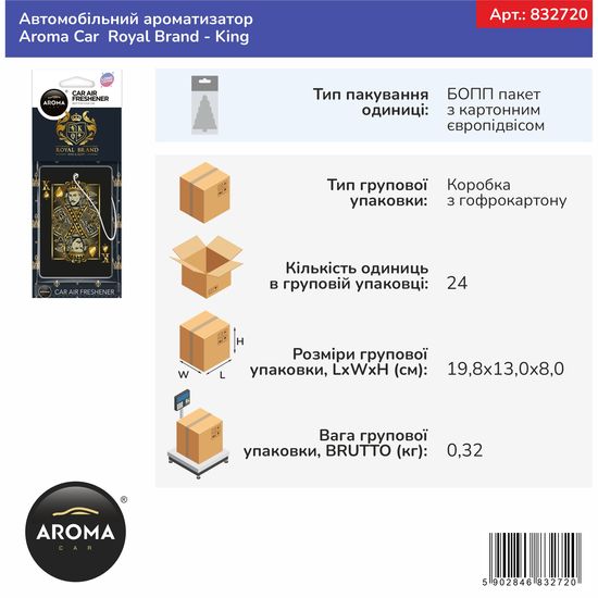 Автомобильный ароматизатор Aroma Car Royal Brand - King (832720), Аромат: King, зображення 2