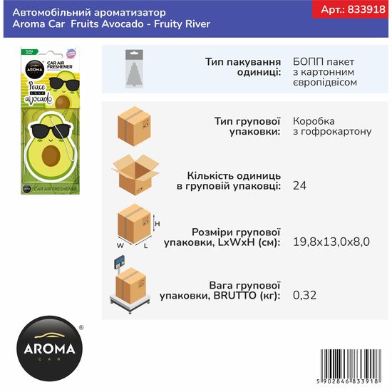 Автомобільний ароматизатор Aroma Car Avocado - Fruity River (833918), зображення 2