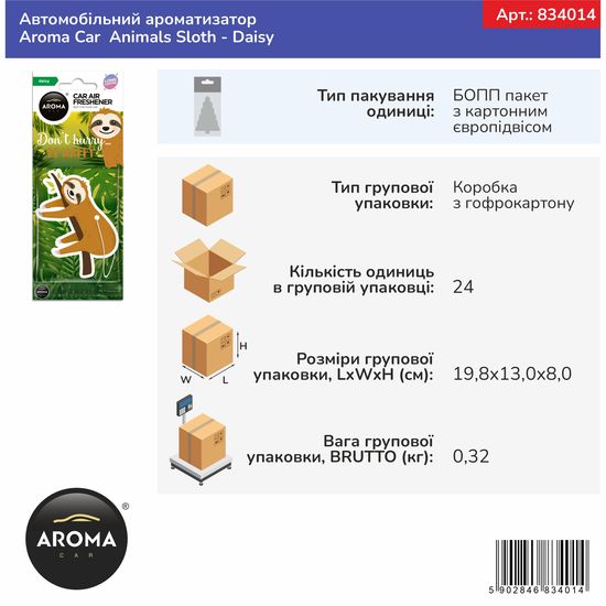 Автомобільний ароматизатор Aroma Car Sloth - Daisy (834014), зображення 2