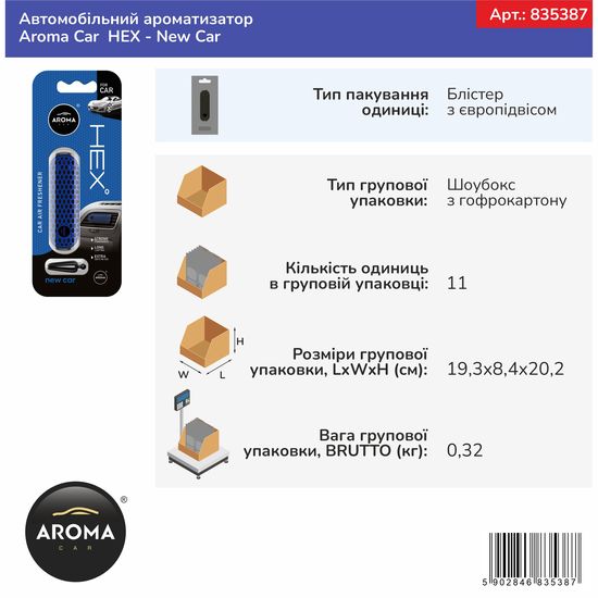 Автомобільний ароматизатор Aroma Car HEX - New Car (835387), Аромат: New Car, зображення 3