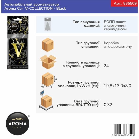 Автомобільний ароматизатор Aroma Car V-COLLECTION - Black (835509), зображення 2