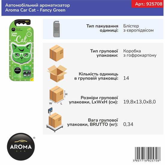 Автомобільний ароматизатор Aroma Car Cat - Fancy Green (925708), Аромат: Fancy Green, зображення 2