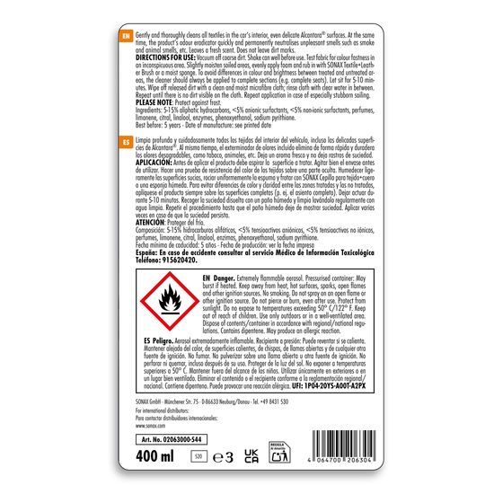 Очищувач для оббивки салону і алькантари 400 мл SONAX XTREME Polster + Alcantara Reiniger (206300), зображення 3