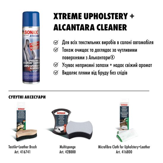 Очищувач для оббивки салону і алькантари 400 мл SONAX XTREME Polster + Alcantara Reiniger (206300), зображення 19