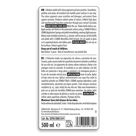 Цветной полироль с воском чёрный 500 мл SONAX Polish&Wax Color (296100), Объем (В): 500 мл, изображение 3