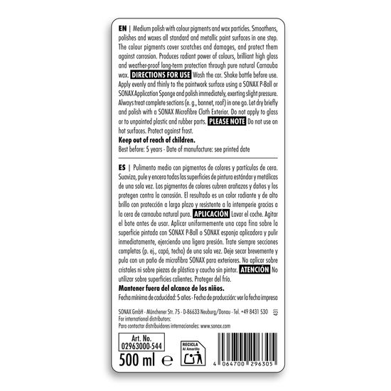 Цветной полироль с воском серый 500 мл SONAX Polish&Wax Color (296300), Объем (В): 500 мл, изображение 3