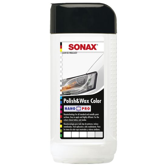 Цветной полироль с воском белый 250 мл SONAX Polish&Wax Color (296041), Об’єм: 250 мл, зображення 2