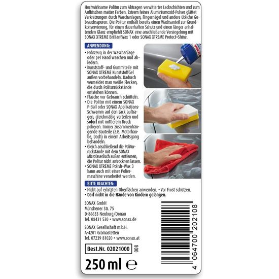Поліроль з воском # 3 250 мл SONAX XTREME Polish + Wax 3 Hybrid NPT (202100), зображення 2