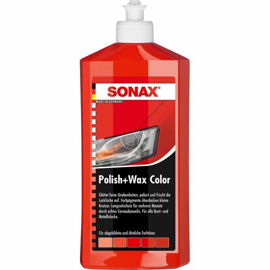 Цветной полироль с воском красный 250 мл SONAX Polish&Wax Color (296441), Об’єм: 250 мл